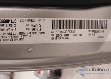 2012 Chrysler 300 Limited from USA, damaged, VIN 2C3CCACG9CH283585